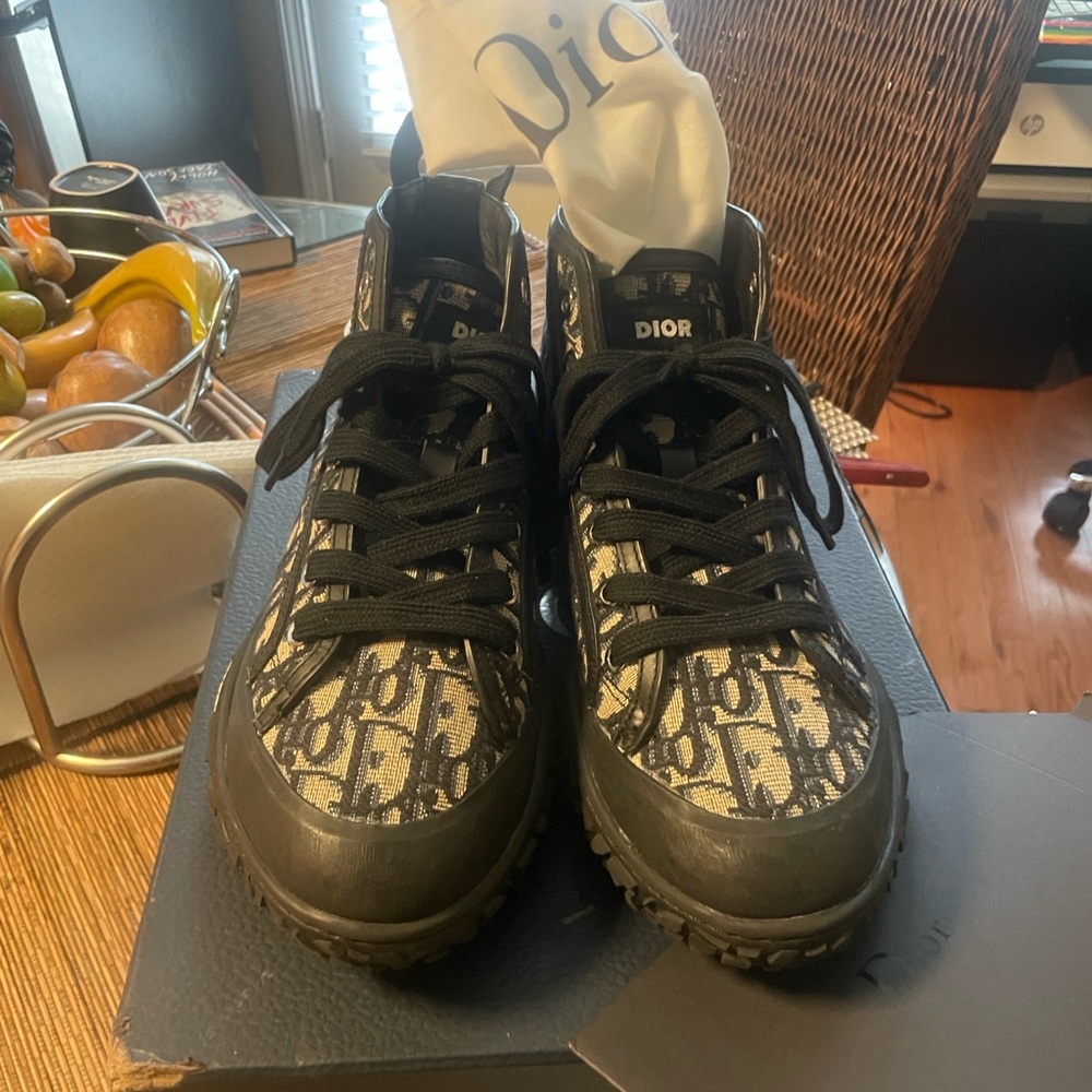 Christian Diors B28 HT - High Top Sneakers - Oblique Transparency - Beige/Black